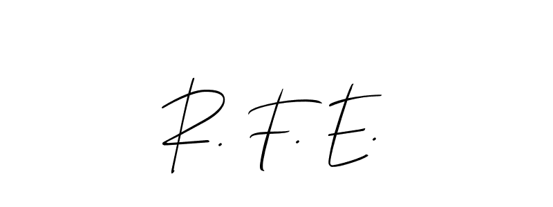 R. F. E. stylish signature style. Best Handwritten Sign (Allison_Script) for my name. Handwritten Signature Collection Ideas for my name R. F. E.. R. F. E. signature style 2 images and pictures png