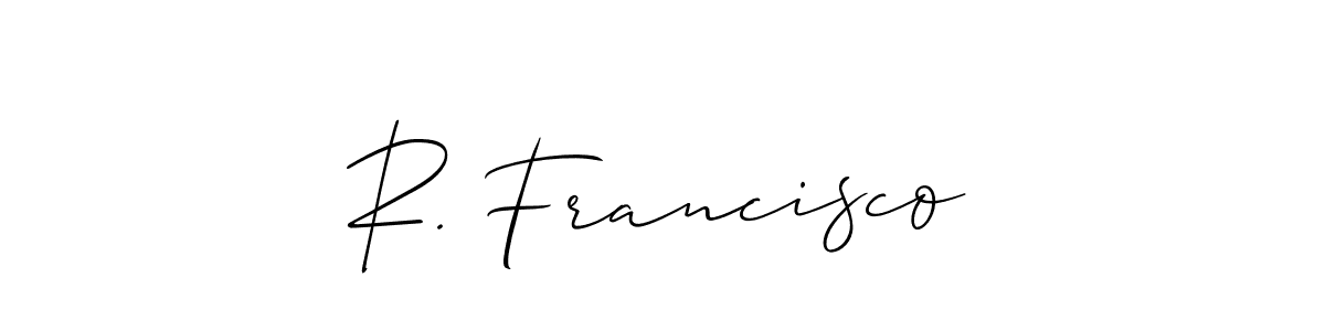 Use a signature maker to create a handwritten signature online. With this signature software, you can design (Allison_Script) your own signature for name R. Francisco. R. Francisco signature style 2 images and pictures png