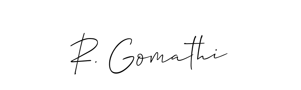 Also we have R. Gomathi name is the best signature style. Create professional handwritten signature collection using Allison_Script autograph style. R. Gomathi signature style 2 images and pictures png