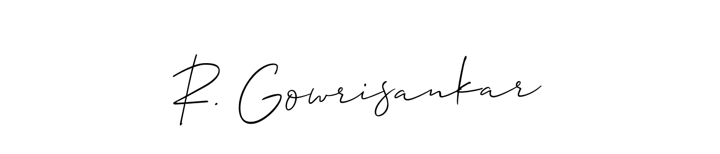 if you are searching for the best signature style for your name R. Gowrisankar. so please give up your signature search. here we have designed multiple signature styles  using Allison_Script. R. Gowrisankar signature style 2 images and pictures png