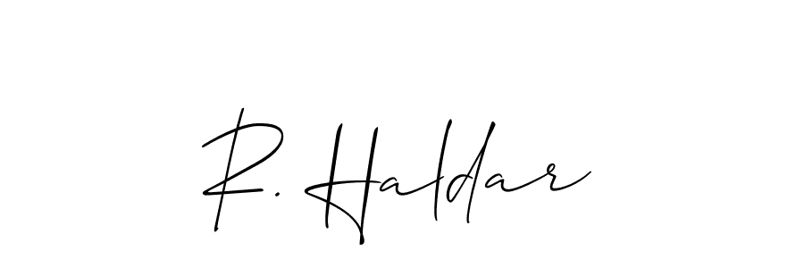 Check out images of Autograph of R. Haldar name. Actor R. Haldar Signature Style. Allison_Script is a professional sign style online. R. Haldar signature style 2 images and pictures png