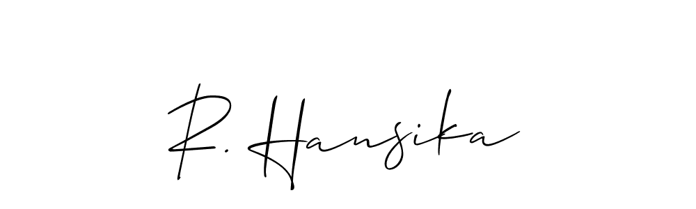 Make a beautiful signature design for name R. Hansika. With this signature (Allison_Script) style, you can create a handwritten signature for free. R. Hansika signature style 2 images and pictures png