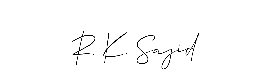 Also we have R. K. Sajid name is the best signature style. Create professional handwritten signature collection using Allison_Script autograph style. R. K. Sajid signature style 2 images and pictures png