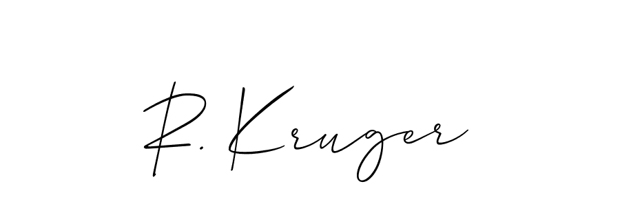 How to make R. Kruger name signature. Use Allison_Script style for creating short signs online. This is the latest handwritten sign. R. Kruger signature style 2 images and pictures png
