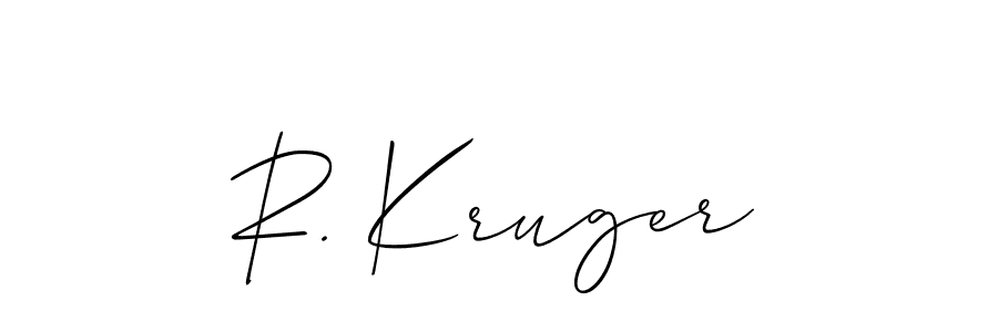 Make a beautiful signature design for name R. Kruger. With this signature (Allison_Script) style, you can create a handwritten signature for free. R. Kruger signature style 2 images and pictures png