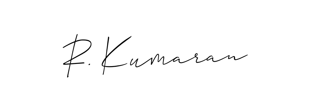 Use a signature maker to create a handwritten signature online. With this signature software, you can design (Allison_Script) your own signature for name R. Kumaran. R. Kumaran signature style 2 images and pictures png