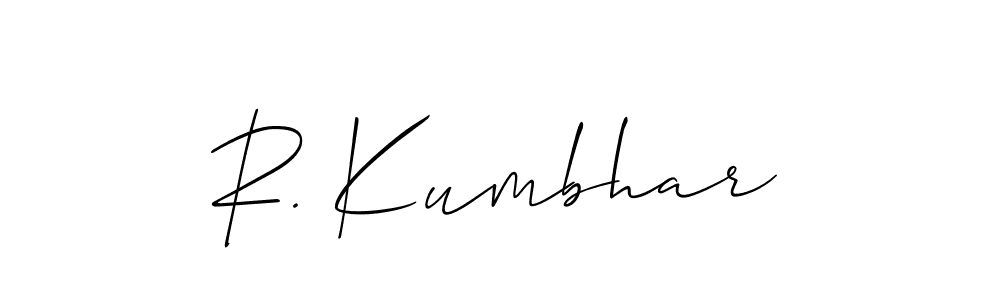 Check out images of Autograph of R. Kumbhar name. Actor R. Kumbhar Signature Style. Allison_Script is a professional sign style online. R. Kumbhar signature style 2 images and pictures png