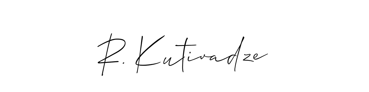 Use a signature maker to create a handwritten signature online. With this signature software, you can design (Allison_Script) your own signature for name R. Kutivadze. R. Kutivadze signature style 2 images and pictures png