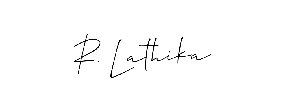 It looks lik you need a new signature style for name R. Lathika. Design unique handwritten (Allison_Script) signature with our free signature maker in just a few clicks. R. Lathika signature style 2 images and pictures png