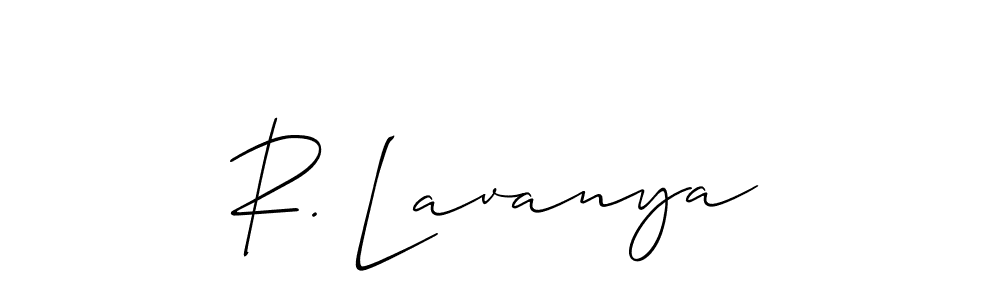 How to make R. Lavanya name signature. Use Allison_Script style for creating short signs online. This is the latest handwritten sign. R. Lavanya signature style 2 images and pictures png