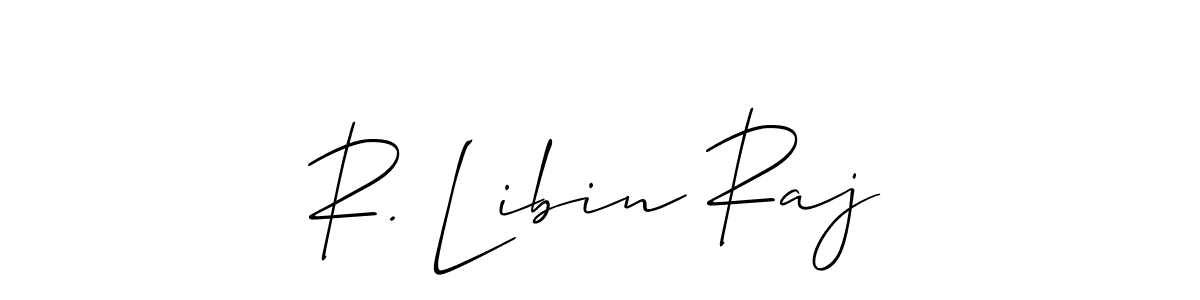 Also You can easily find your signature by using the search form. We will create R. Libin Raj name handwritten signature images for you free of cost using Allison_Script sign style. R. Libin Raj signature style 2 images and pictures png