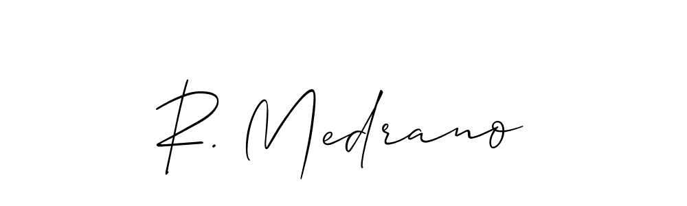 Also You can easily find your signature by using the search form. We will create R. Medrano name handwritten signature images for you free of cost using Allison_Script sign style. R. Medrano signature style 2 images and pictures png