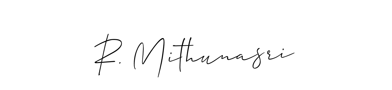 Make a short R. Mithunasri signature style. Manage your documents anywhere anytime using Allison_Script. Create and add eSignatures, submit forms, share and send files easily. R. Mithunasri signature style 2 images and pictures png