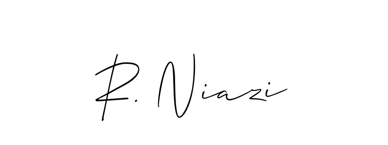 Design your own signature with our free online signature maker. With this signature software, you can create a handwritten (Allison_Script) signature for name R. Niazi. R. Niazi signature style 2 images and pictures png