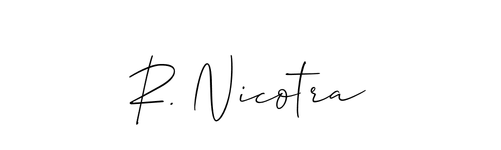 Similarly Allison_Script is the best handwritten signature design. Signature creator online .You can use it as an online autograph creator for name R. Nicotra. R. Nicotra signature style 2 images and pictures png