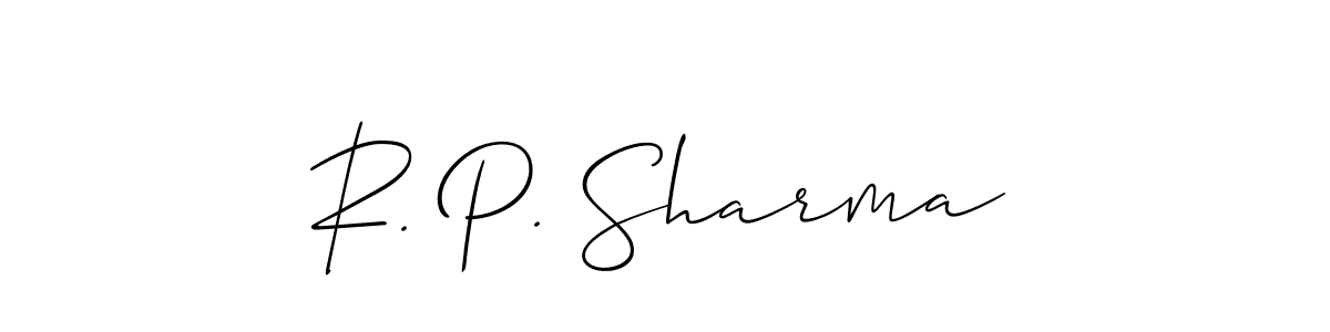 The best way (Allison_Script) to make a short signature is to pick only two or three words in your name. The name R. P. Sharma include a total of six letters. For converting this name. R. P. Sharma signature style 2 images and pictures png
