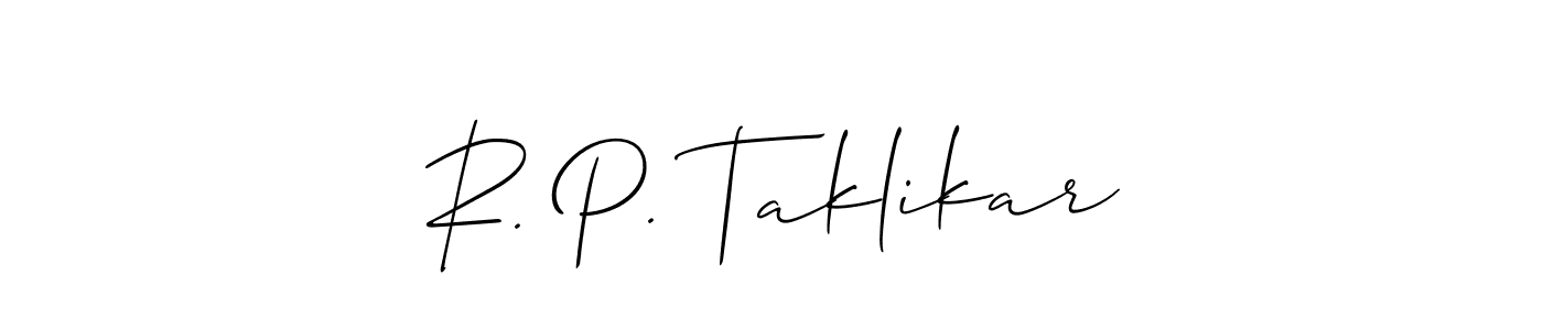 How to make R. P. Taklikar signature? Allison_Script is a professional autograph style. Create handwritten signature for R. P. Taklikar name. R. P. Taklikar signature style 2 images and pictures png