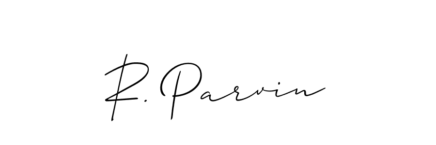 How to make R. Parvin name signature. Use Allison_Script style for creating short signs online. This is the latest handwritten sign. R. Parvin signature style 2 images and pictures png