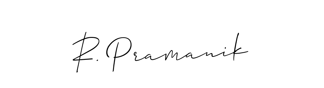 The best way (Allison_Script) to make a short signature is to pick only two or three words in your name. The name R. Pramanik include a total of six letters. For converting this name. R. Pramanik signature style 2 images and pictures png