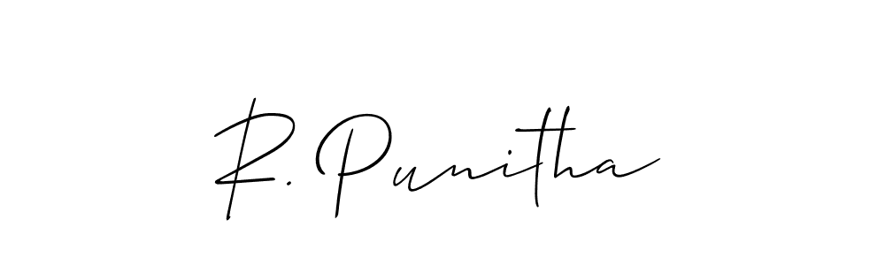 Use a signature maker to create a handwritten signature online. With this signature software, you can design (Allison_Script) your own signature for name R. Punitha. R. Punitha signature style 2 images and pictures png