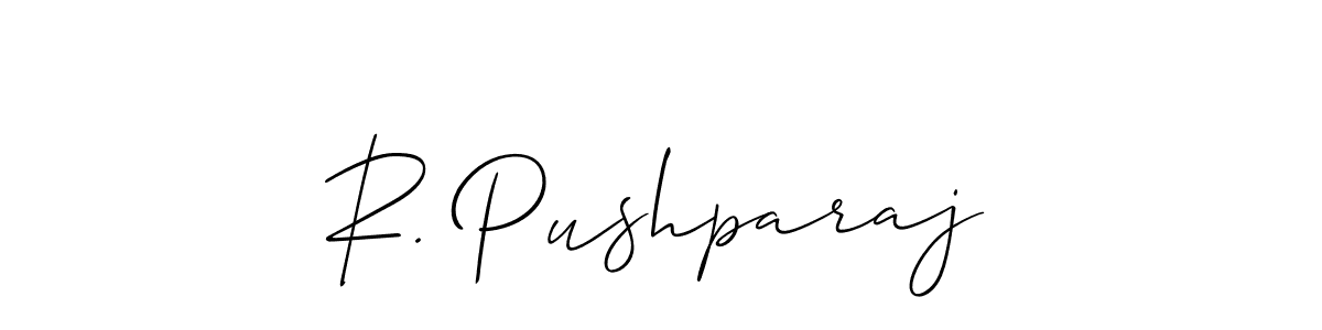 Also we have R. Pushparaj name is the best signature style. Create professional handwritten signature collection using Allison_Script autograph style. R. Pushparaj signature style 2 images and pictures png