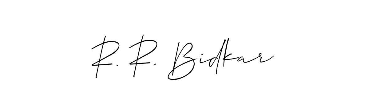 Use a signature maker to create a handwritten signature online. With this signature software, you can design (Allison_Script) your own signature for name R. R. Bidkar. R. R. Bidkar signature style 2 images and pictures png