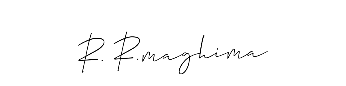 Also You can easily find your signature by using the search form. We will create R. R.maghima name handwritten signature images for you free of cost using Allison_Script sign style. R. R.maghima signature style 2 images and pictures png