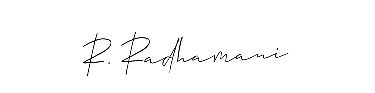 Design your own signature with our free online signature maker. With this signature software, you can create a handwritten (Allison_Script) signature for name R. Radhamani. R. Radhamani signature style 2 images and pictures png