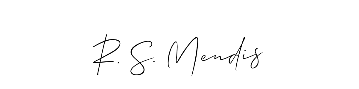 You should practise on your own different ways (Allison_Script) to write your name (R. S. Mendis) in signature. don't let someone else do it for you. R. S. Mendis signature style 2 images and pictures png