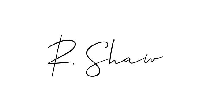 How to make R. Shaw name signature. Use Allison_Script style for creating short signs online. This is the latest handwritten sign. R. Shaw signature style 2 images and pictures png