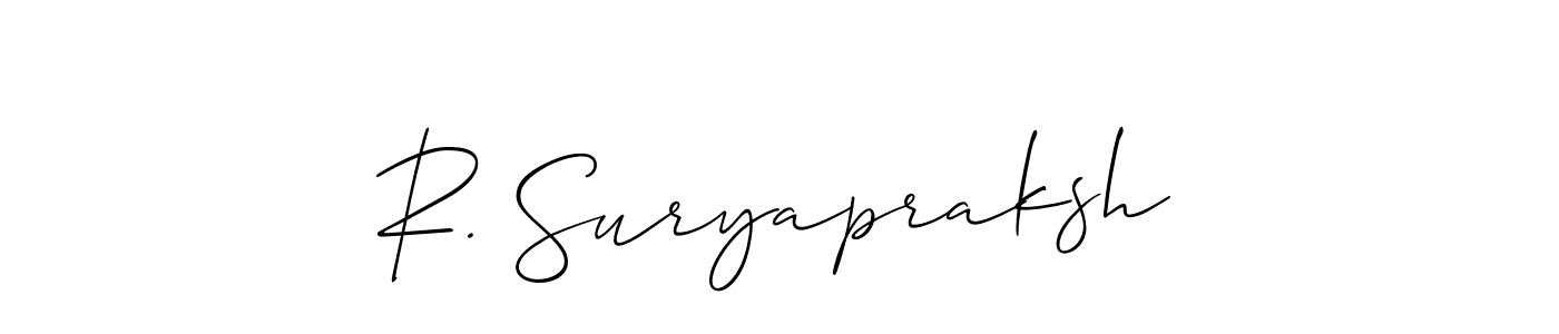 Similarly Allison_Script is the best handwritten signature design. Signature creator online .You can use it as an online autograph creator for name R. Suryapraksh. R. Suryapraksh signature style 2 images and pictures png