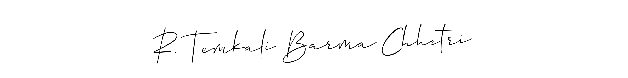 Use a signature maker to create a handwritten signature online. With this signature software, you can design (Allison_Script) your own signature for name R. Temkali Barma Chhetri. R. Temkali Barma Chhetri signature style 2 images and pictures png