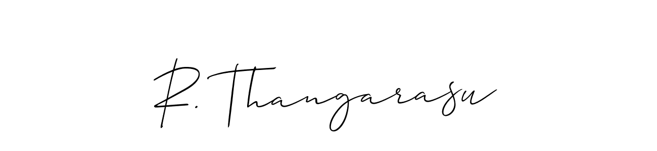 Use a signature maker to create a handwritten signature online. With this signature software, you can design (Allison_Script) your own signature for name R. Thangarasu. R. Thangarasu signature style 2 images and pictures png