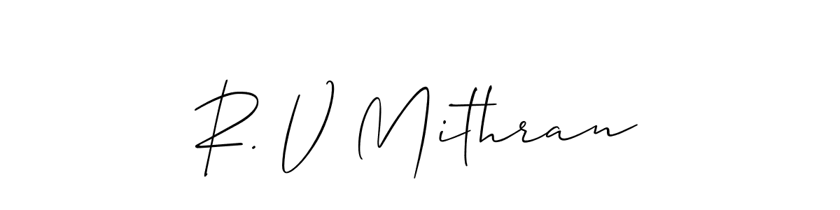 Allison_Script is a professional signature style that is perfect for those who want to add a touch of class to their signature. It is also a great choice for those who want to make their signature more unique. Get R. V Mithran name to fancy signature for free. R. V Mithran signature style 2 images and pictures png