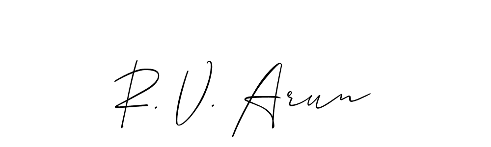 Check out images of Autograph of R. V. Arun name. Actor R. V. Arun Signature Style. Allison_Script is a professional sign style online. R. V. Arun signature style 2 images and pictures png