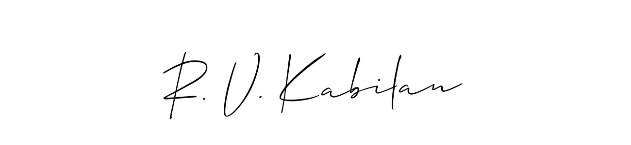 Similarly Allison_Script is the best handwritten signature design. Signature creator online .You can use it as an online autograph creator for name R. V. Kabilan. R. V. Kabilan signature style 2 images and pictures png