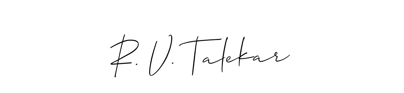 Make a beautiful signature design for name R. V. Talekar. With this signature (Allison_Script) style, you can create a handwritten signature for free. R. V. Talekar signature style 2 images and pictures png