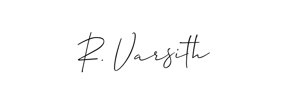 Similarly Allison_Script is the best handwritten signature design. Signature creator online .You can use it as an online autograph creator for name R. Varsith. R. Varsith signature style 2 images and pictures png