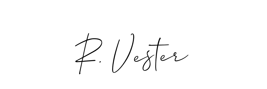 How to make R. Vester name signature. Use Allison_Script style for creating short signs online. This is the latest handwritten sign. R. Vester signature style 2 images and pictures png