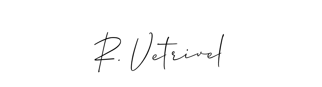 Also You can easily find your signature by using the search form. We will create R. Vetrivel name handwritten signature images for you free of cost using Allison_Script sign style. R. Vetrivel signature style 2 images and pictures png