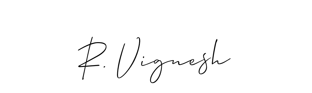 Similarly Allison_Script is the best handwritten signature design. Signature creator online .You can use it as an online autograph creator for name R. Vignesh. R. Vignesh signature style 2 images and pictures png