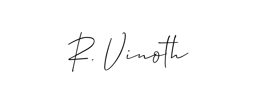 if you are searching for the best signature style for your name R. Vinoth. so please give up your signature search. here we have designed multiple signature styles  using Allison_Script. R. Vinoth signature style 2 images and pictures png