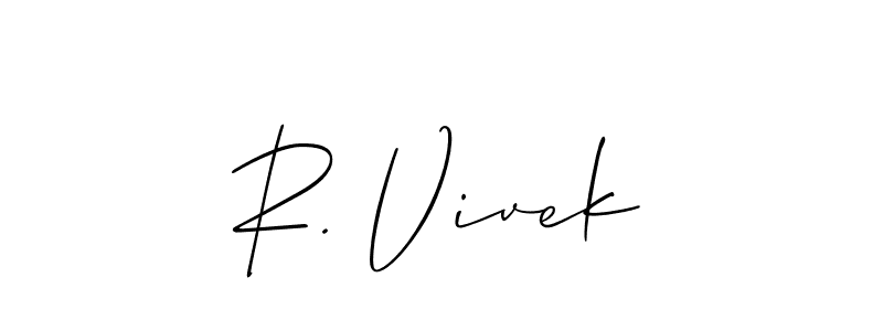 if you are searching for the best signature style for your name R. Vivek. so please give up your signature search. here we have designed multiple signature styles  using Allison_Script. R. Vivek signature style 2 images and pictures png