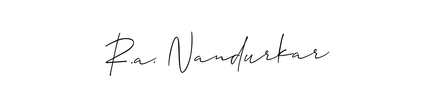 How to Draw R.a. Nandurkar signature style? Allison_Script is a latest design signature styles for name R.a. Nandurkar. R.a. Nandurkar signature style 2 images and pictures png
