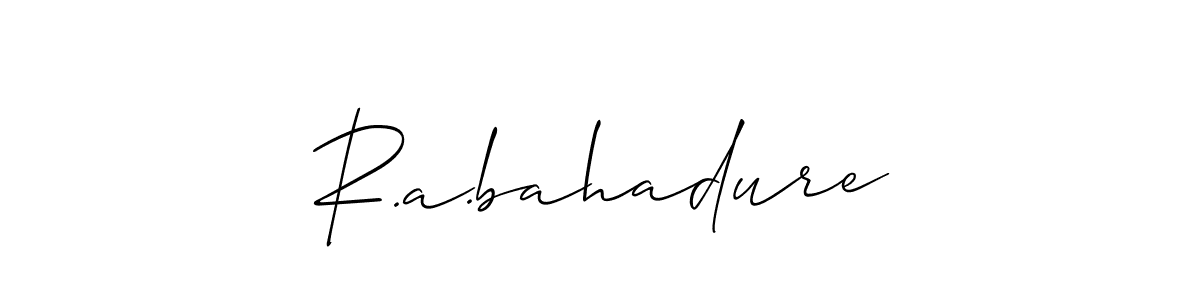 Check out images of Autograph of R.a.bahadure name. Actor R.a.bahadure Signature Style. Allison_Script is a professional sign style online. R.a.bahadure signature style 2 images and pictures png