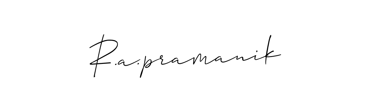 How to make R.a.pramanik signature? Allison_Script is a professional autograph style. Create handwritten signature for R.a.pramanik name. R.a.pramanik signature style 2 images and pictures png