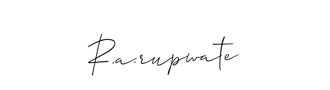 The best way (Allison_Script) to make a short signature is to pick only two or three words in your name. The name R.a.rupwate include a total of six letters. For converting this name. R.a.rupwate signature style 2 images and pictures png