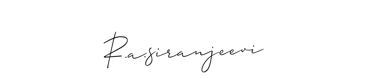Make a short R.a.siranjeevi signature style. Manage your documents anywhere anytime using Allison_Script. Create and add eSignatures, submit forms, share and send files easily. R.a.siranjeevi signature style 2 images and pictures png