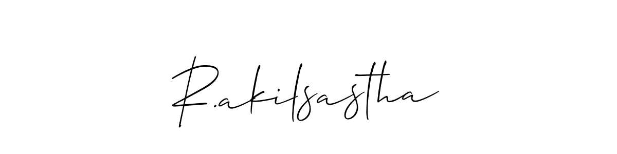 Similarly Allison_Script is the best handwritten signature design. Signature creator online .You can use it as an online autograph creator for name R.akilsastha. R.akilsastha signature style 2 images and pictures png