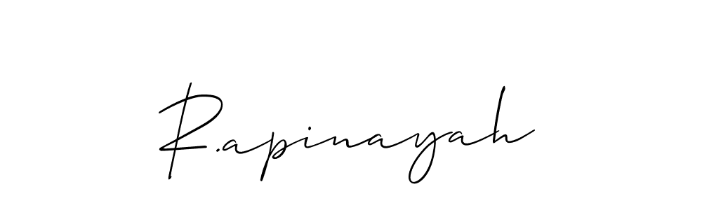 Use a signature maker to create a handwritten signature online. With this signature software, you can design (Allison_Script) your own signature for name R.apinayah. R.apinayah signature style 2 images and pictures png